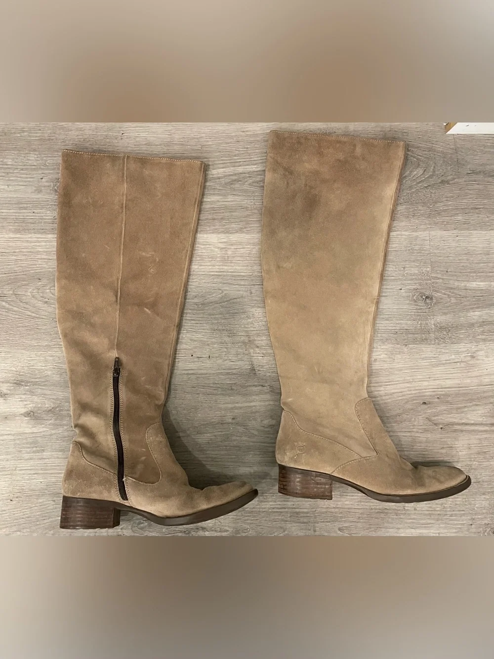 Born Classic Knee High Tall Leather Women's Boots Taupe Neutral Minimalist 9M